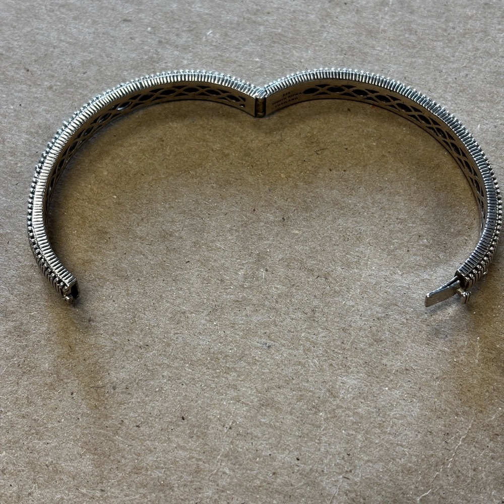 Authentic Judith Ripka Silver Hinged Bracelet W/Cz - image 8